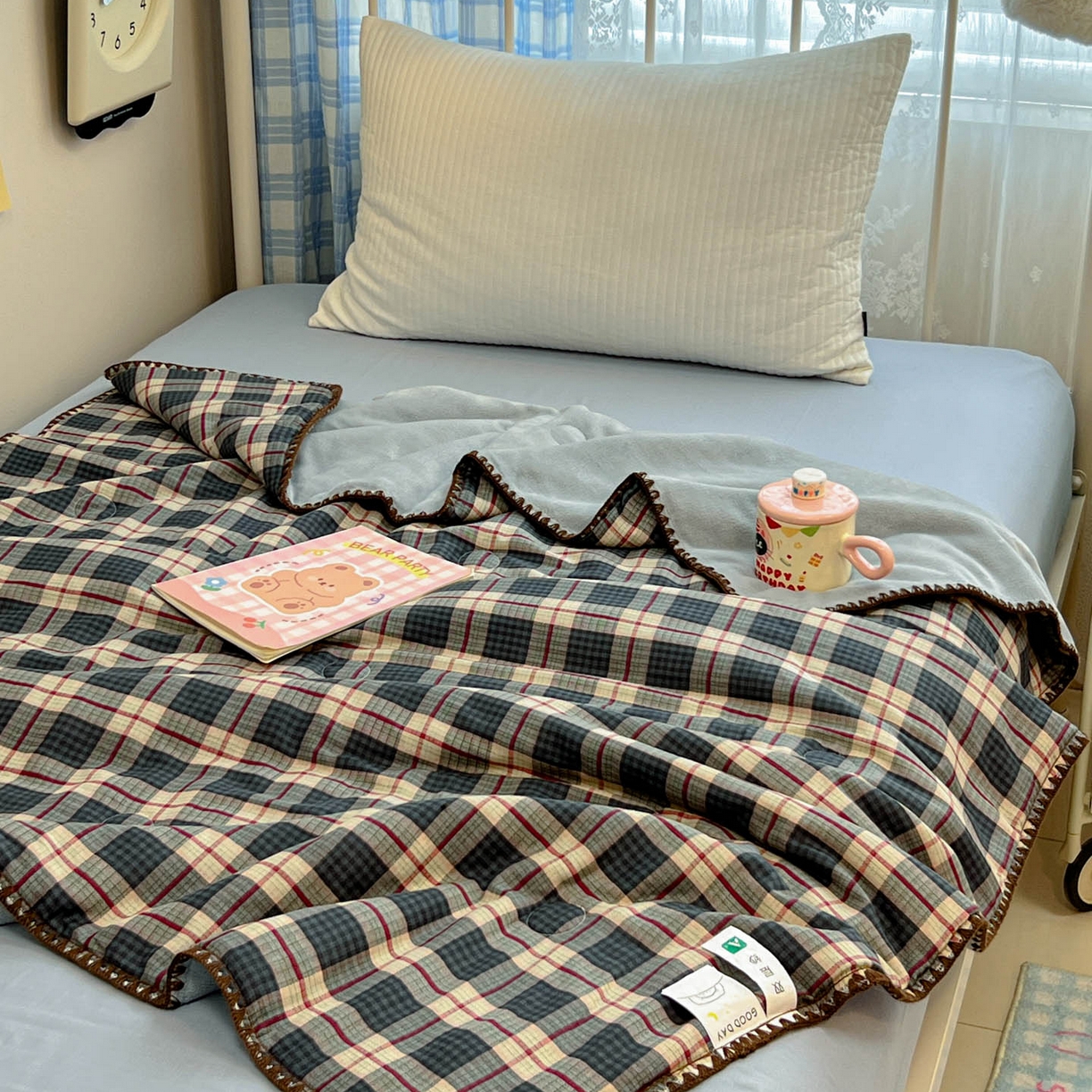 91家纺网 家纺一手货源 找家纺 （总）妮可 2026新款A类三层夹棉全棉双层纱绒多功能盖毯被