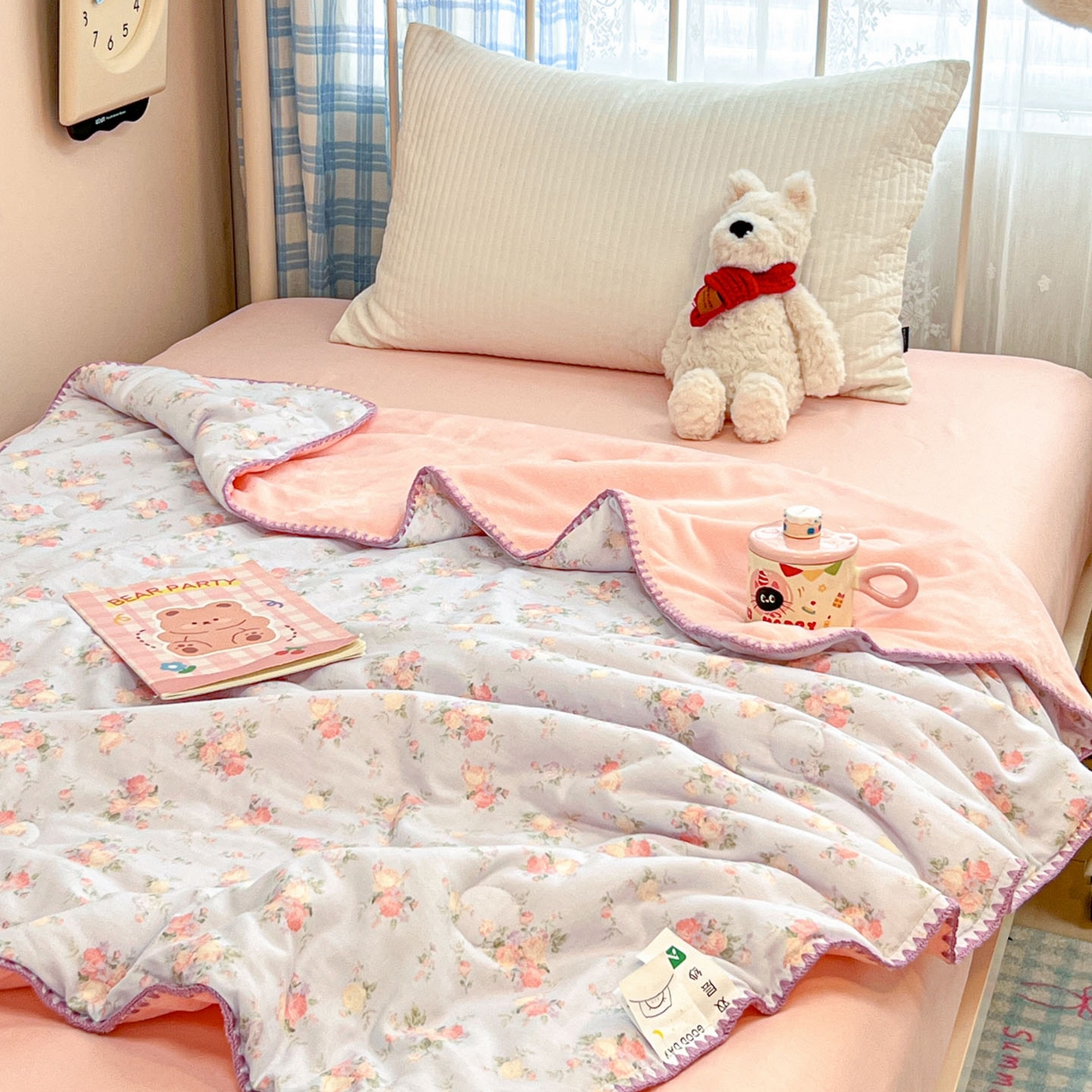 91家纺网 家纺一手货源 找家纺 （总）妮可 2026新款A类三层夹棉全棉双层纱绒多功能盖毯被