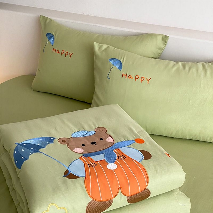 91家纺网 家纺一手货源 找家纺 （总）鸣升家纺 2026新款全棉夏被双层纱贴布绣100%棉花夏被四件套