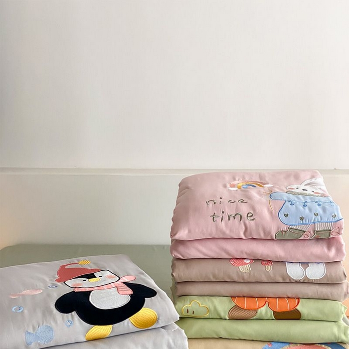 91家纺网 家纺一手货源 找家纺 鸣升家纺 2026新款全棉夏被双层纱贴布绣100%棉花夏被四件套 组合图