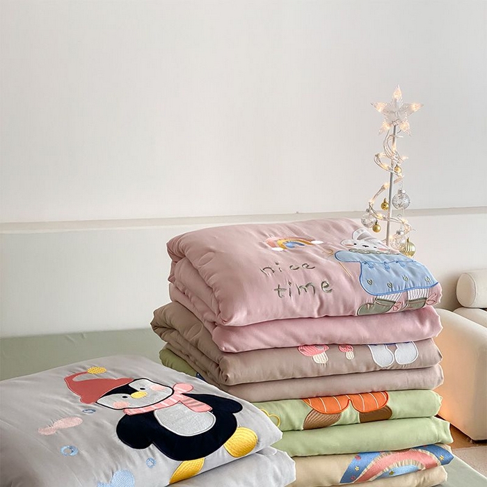 91家纺网 家纺一手货源 找家纺 鸣升家纺 2026新款全棉夏被双层纱贴布绣100%棉花夏被四件套 组合图