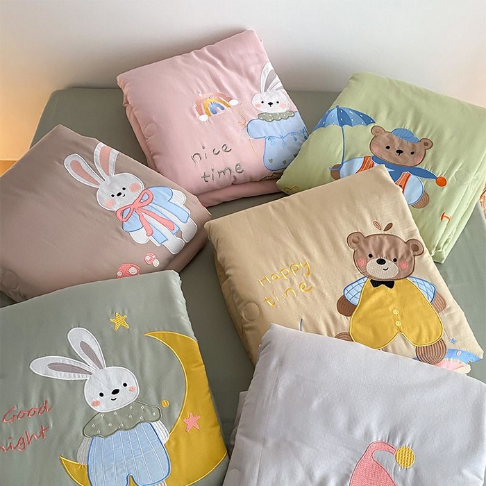 91家纺网 家纺一手货源 找家纺 鸣升家纺 2026新款全棉夏被双层纱贴布绣100%棉花夏被四件套 组合图