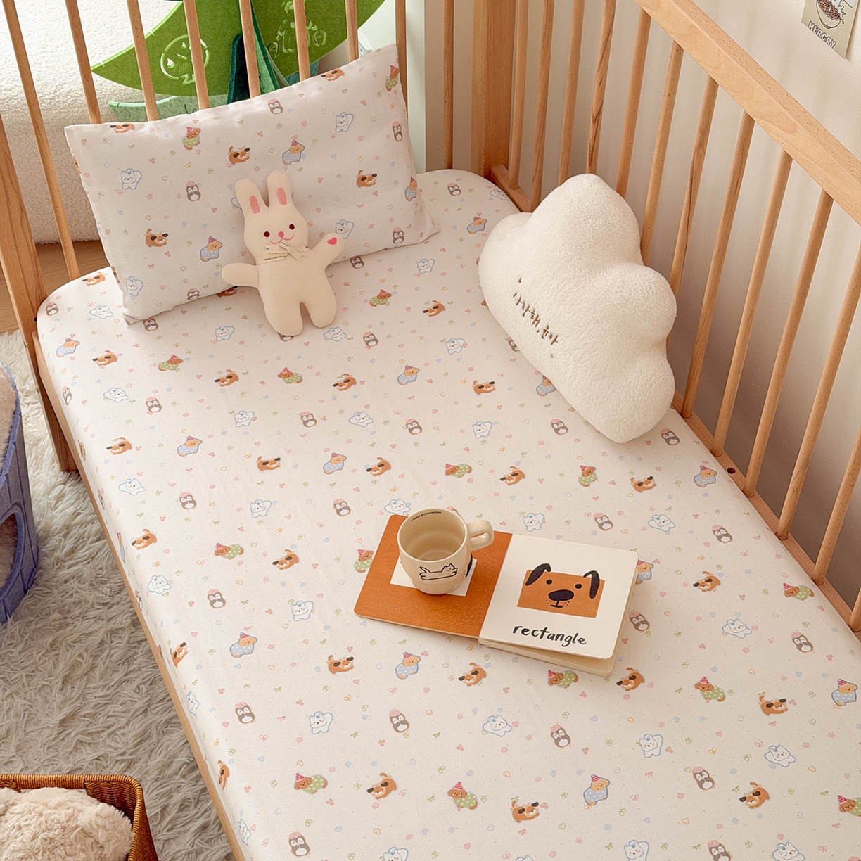 91家纺网 家纺一手货源 找家纺 （总）嗨生活 2026新款儿童婴儿床床笠全棉纯棉双层纱床笠席梦思套拼床床笠套