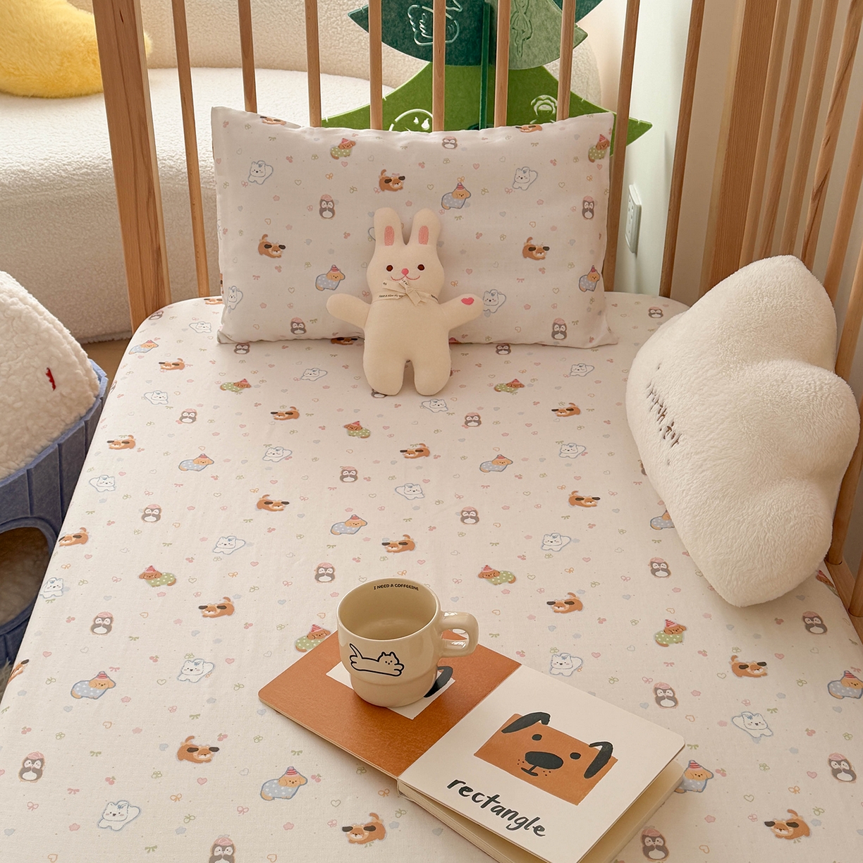 91家纺网 家纺一手货源 找家纺 （总）嗨生活 2026新款儿童婴儿床床笠全棉纯棉双层纱床笠席梦思套拼床床笠套