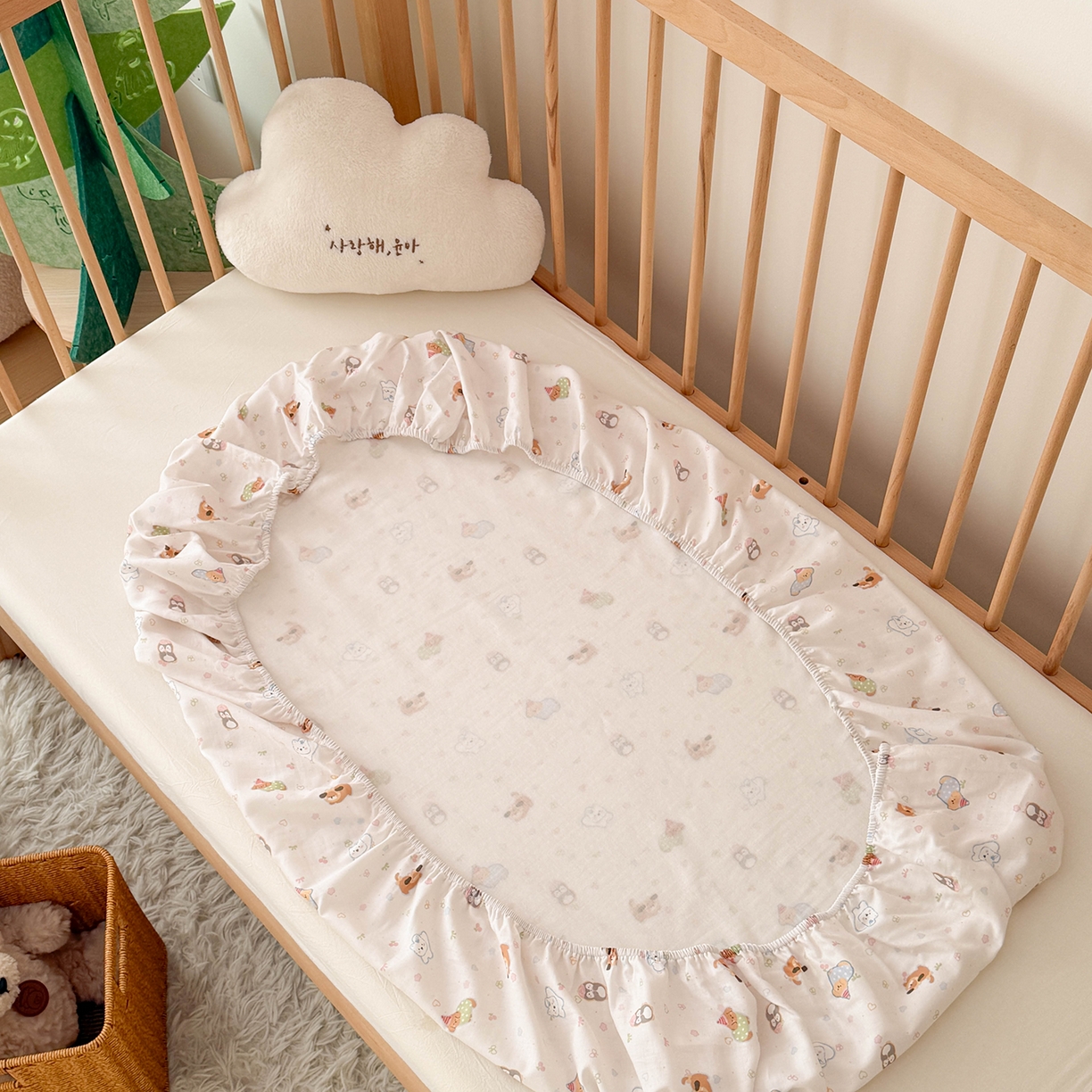 91家纺网 家纺一手货源 找家纺 （总）嗨生活 2026新款儿童婴儿床床笠全棉纯棉双层纱床笠席梦思套拼床床笠套