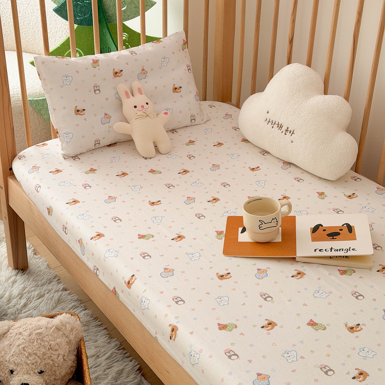 91家纺网 家纺一手货源 找家纺 （总）嗨生活 2026新款儿童婴儿床床笠全棉纯棉双层纱床笠席梦思套拼床床笠套