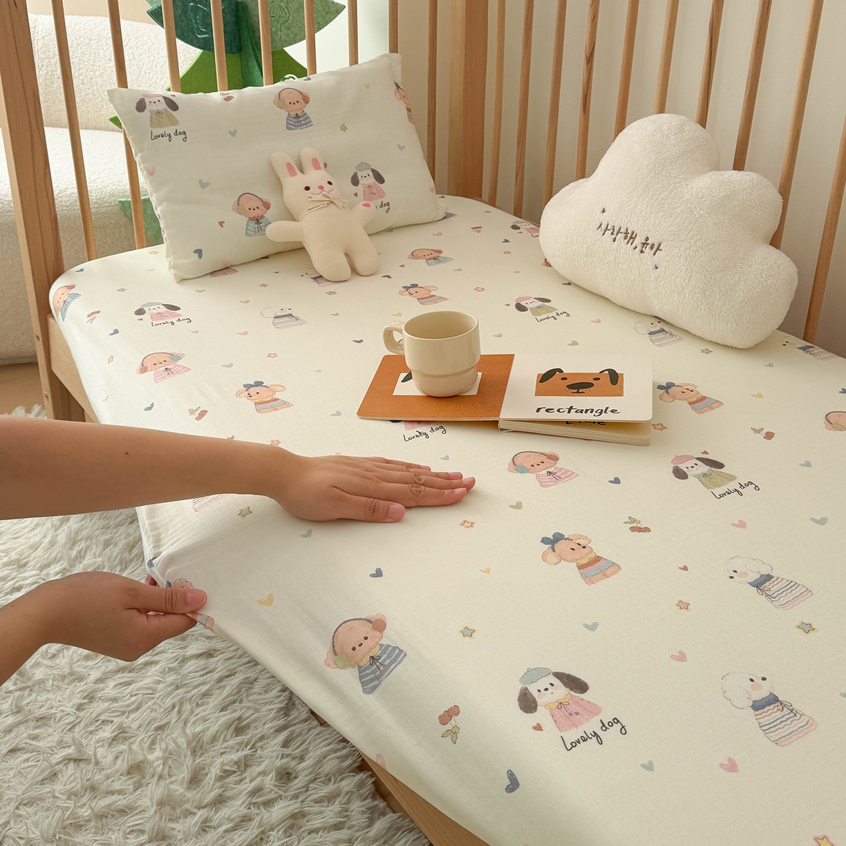 91家纺网 家纺一手货源 找家纺 （总）嗨生活 2026新款儿童婴儿床床笠全棉纯棉双层纱床笠席梦思套拼床床笠套