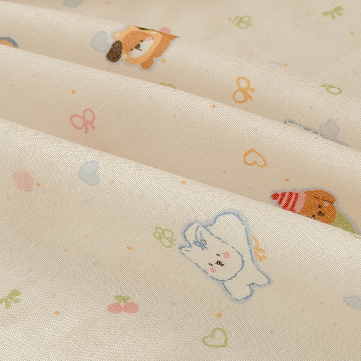 91家纺网 家纺一手货源 找家纺 嗨生活 2026新款儿童婴儿床床笠全棉纯棉双层纱床笠席梦思套拼床床笠套 缤纷小狗