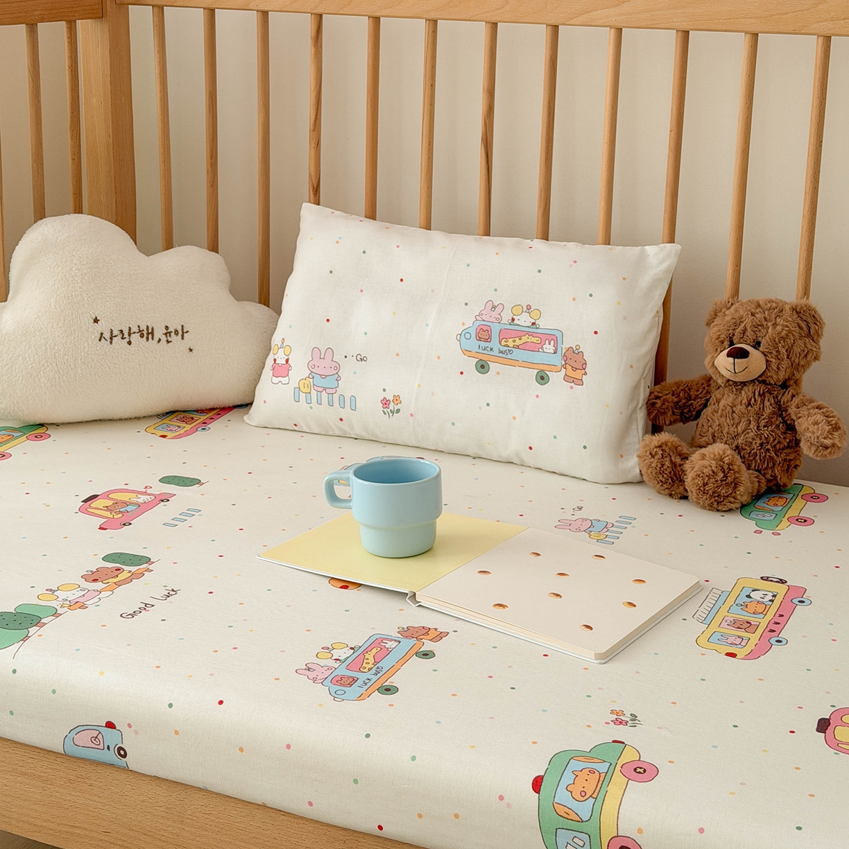 91家纺网 家纺一手货源 找家纺 嗨生活 2026新款儿童婴儿床床笠全棉纯棉双层纱床笠席梦思套拼床床笠套 春日班