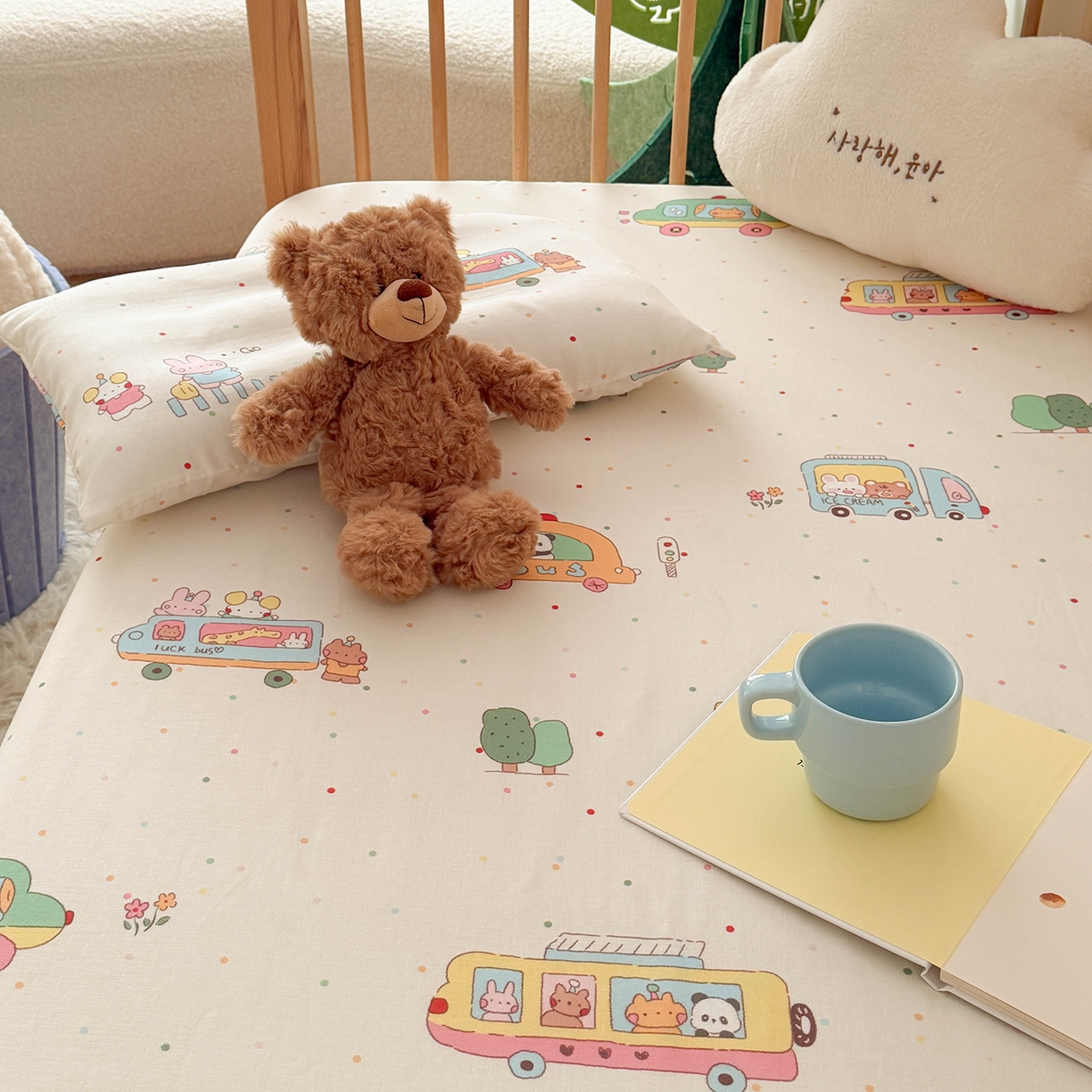 91家纺网 家纺一手货源 找家纺 嗨生活 2026新款儿童婴儿床床笠全棉纯棉双层纱床笠席梦思套拼床床笠套 春日班