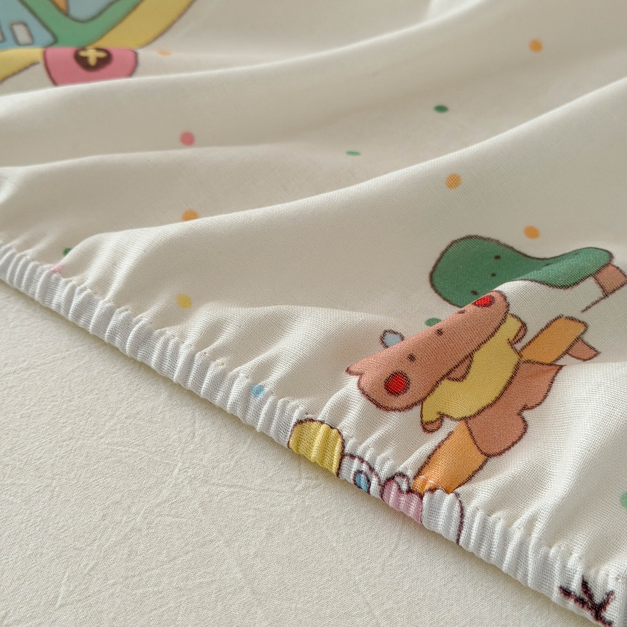 91家纺网 家纺一手货源 找家纺 嗨生活 2026新款儿童婴儿床床笠全棉纯棉双层纱床笠席梦思套拼床床笠套 春日班