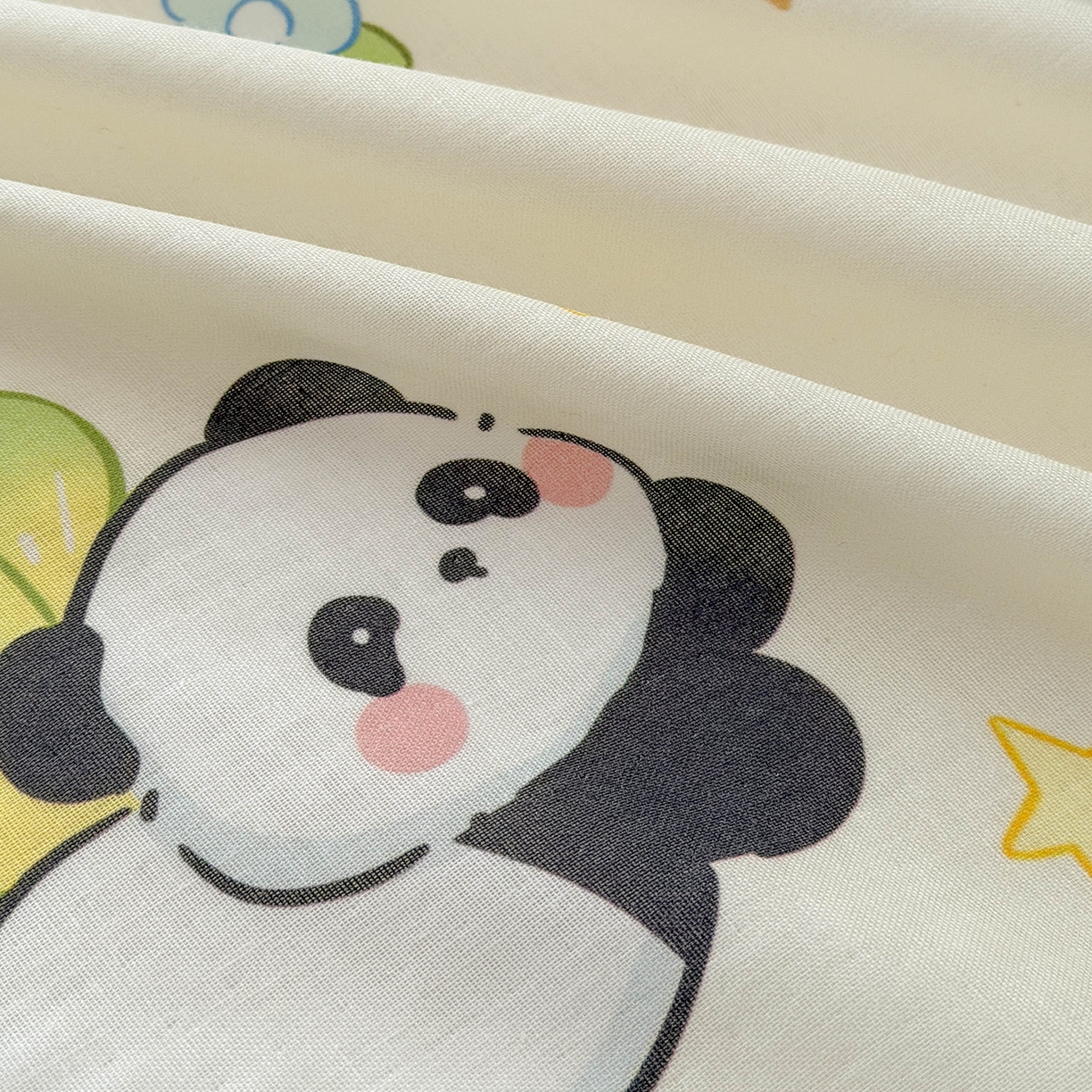 91家纺网 家纺一手货源 找家纺 嗨生活 2026新款儿童婴儿床床笠全棉纯棉双层纱床笠席梦思套拼床床笠套 奶油熊猫