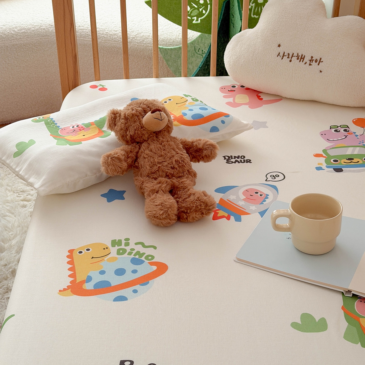 91家纺网 家纺一手货源 找家纺 嗨生活 2026新款儿童婴儿床床笠全棉纯棉双层纱床笠席梦思套拼床床笠套 太空奇遇