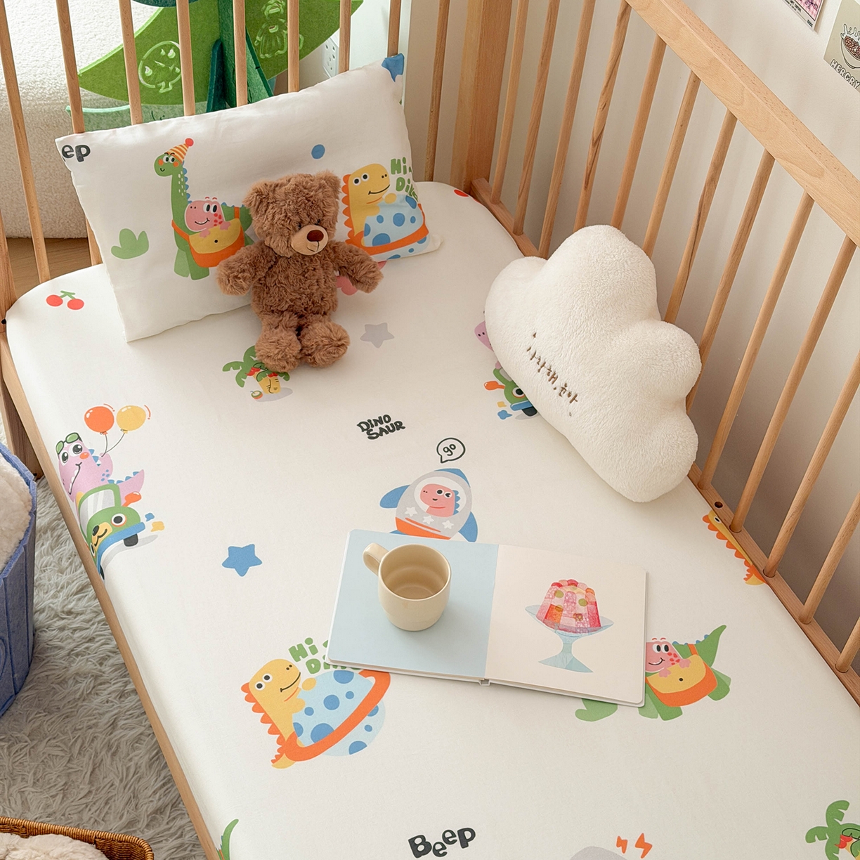 91家纺网 家纺一手货源 找家纺 嗨生活 2026新款儿童婴儿床床笠全棉纯棉双层纱床笠席梦思套拼床床笠套 太空奇遇