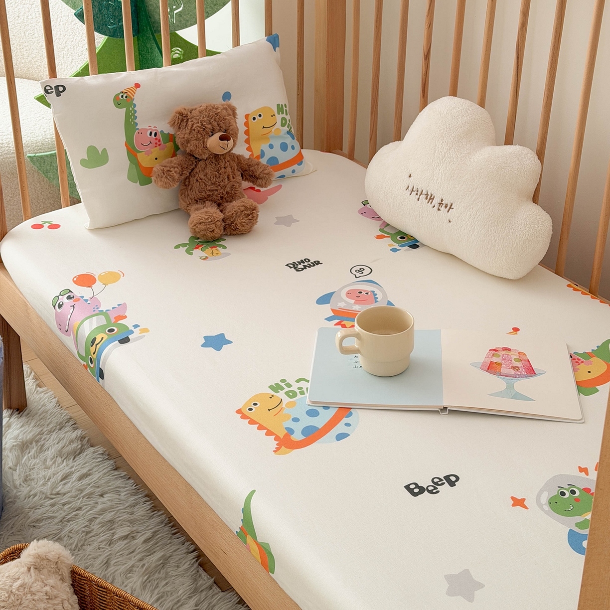 91家纺网 家纺一手货源 找家纺 嗨生活 2026新款儿童婴儿床床笠全棉纯棉双层纱床笠席梦思套拼床床笠套 太空奇遇