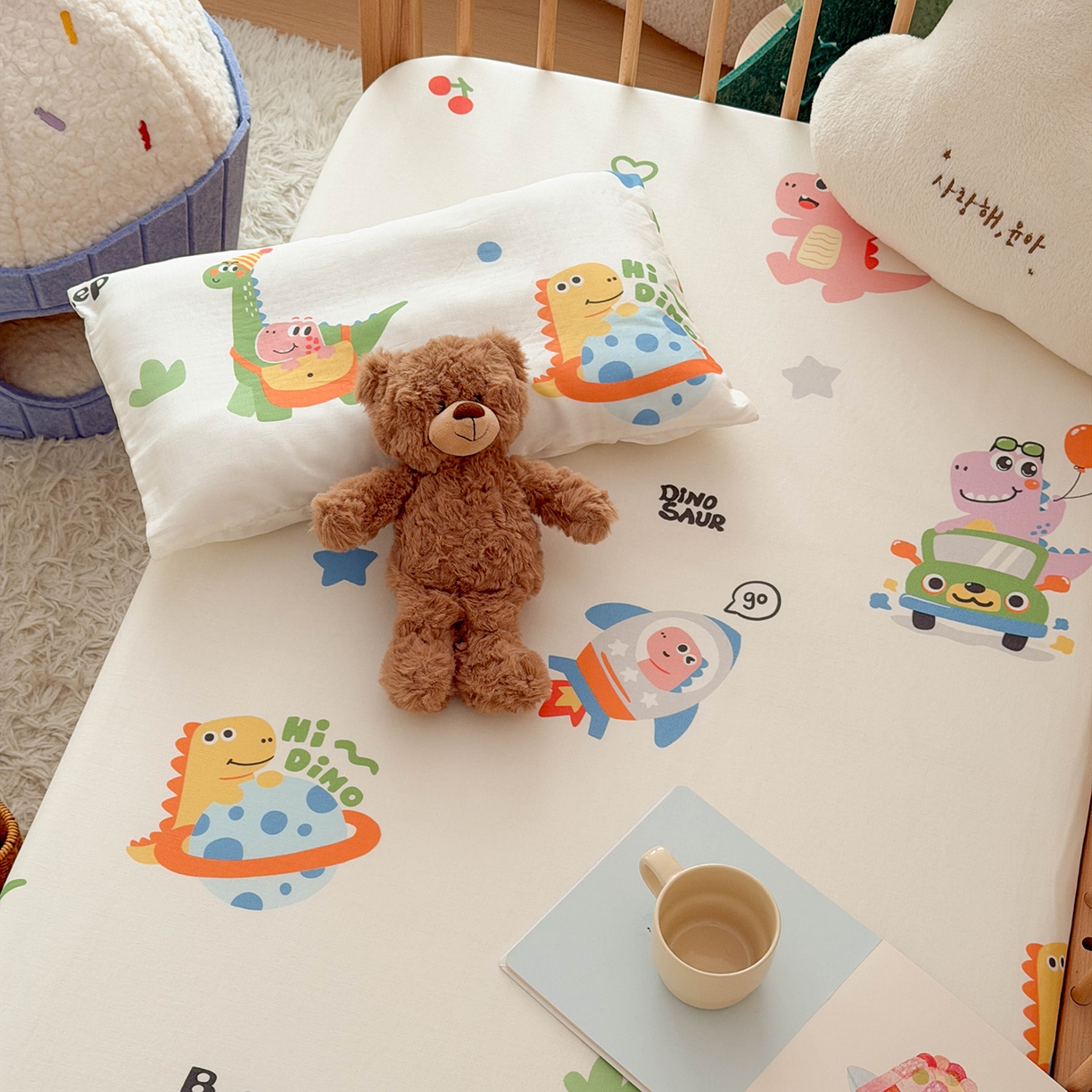 91家纺网 家纺一手货源 找家纺 嗨生活 2026新款儿童婴儿床床笠全棉纯棉双层纱床笠席梦思套拼床床笠套 太空奇遇