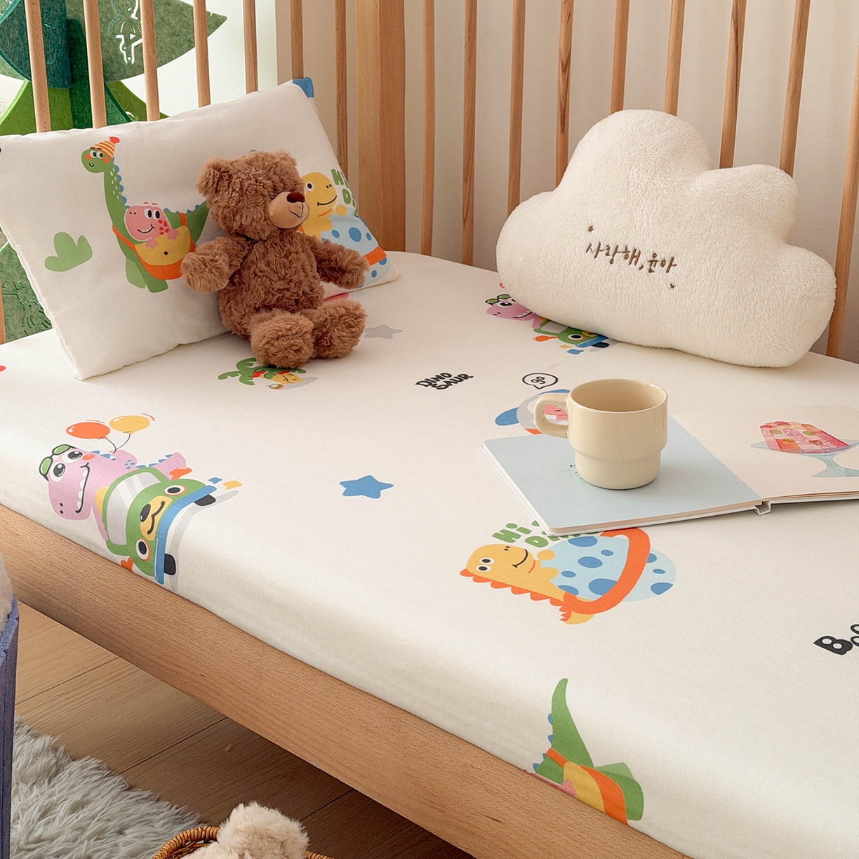 91家纺网 家纺一手货源 找家纺 嗨生活 2026新款儿童婴儿床床笠全棉纯棉双层纱床笠席梦思套拼床床笠套 太空奇遇