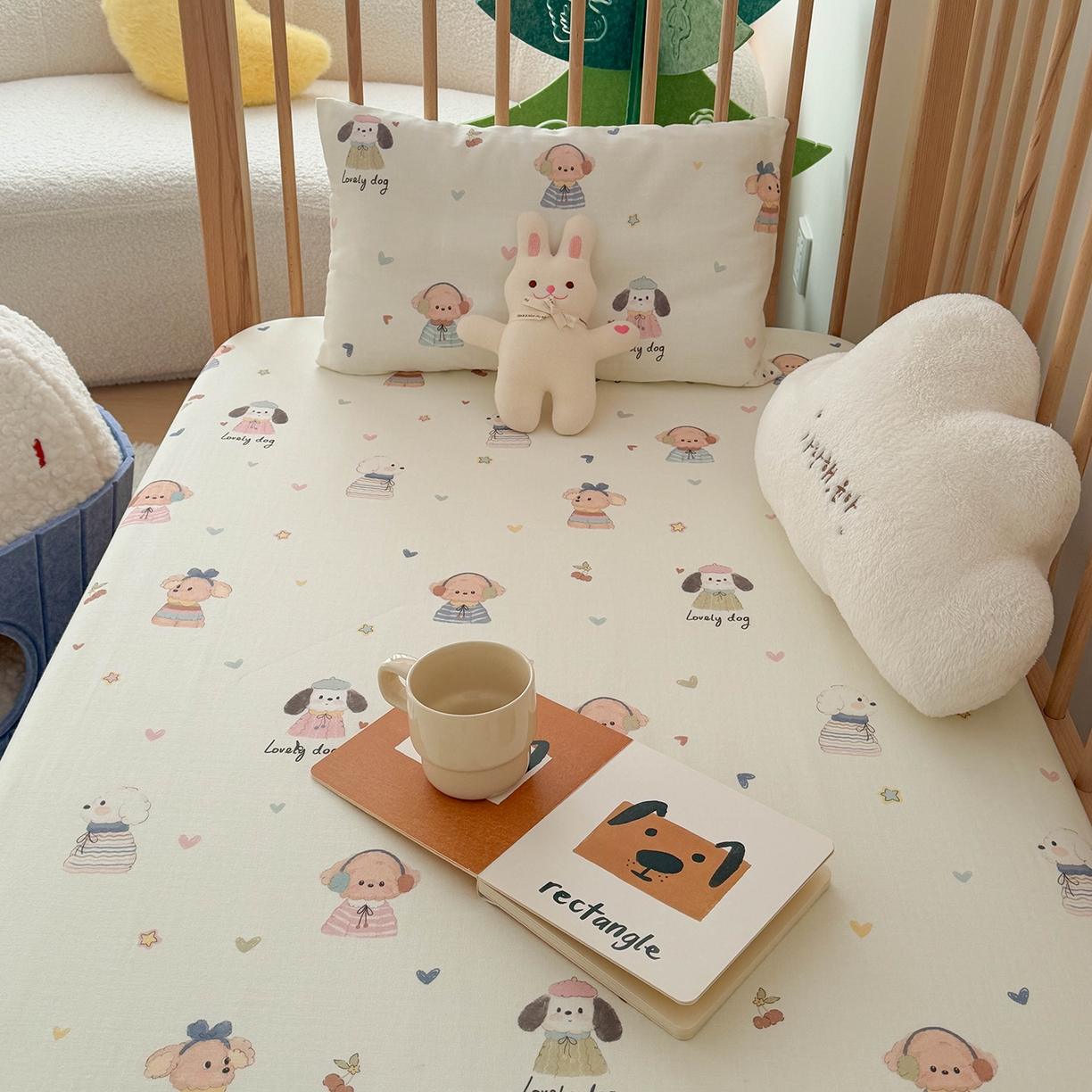 91家纺网 家纺一手货源 找家纺 嗨生活 2026新款儿童婴儿床床笠全棉纯棉双层纱床笠席梦思套拼床床笠套 旺旺趣事