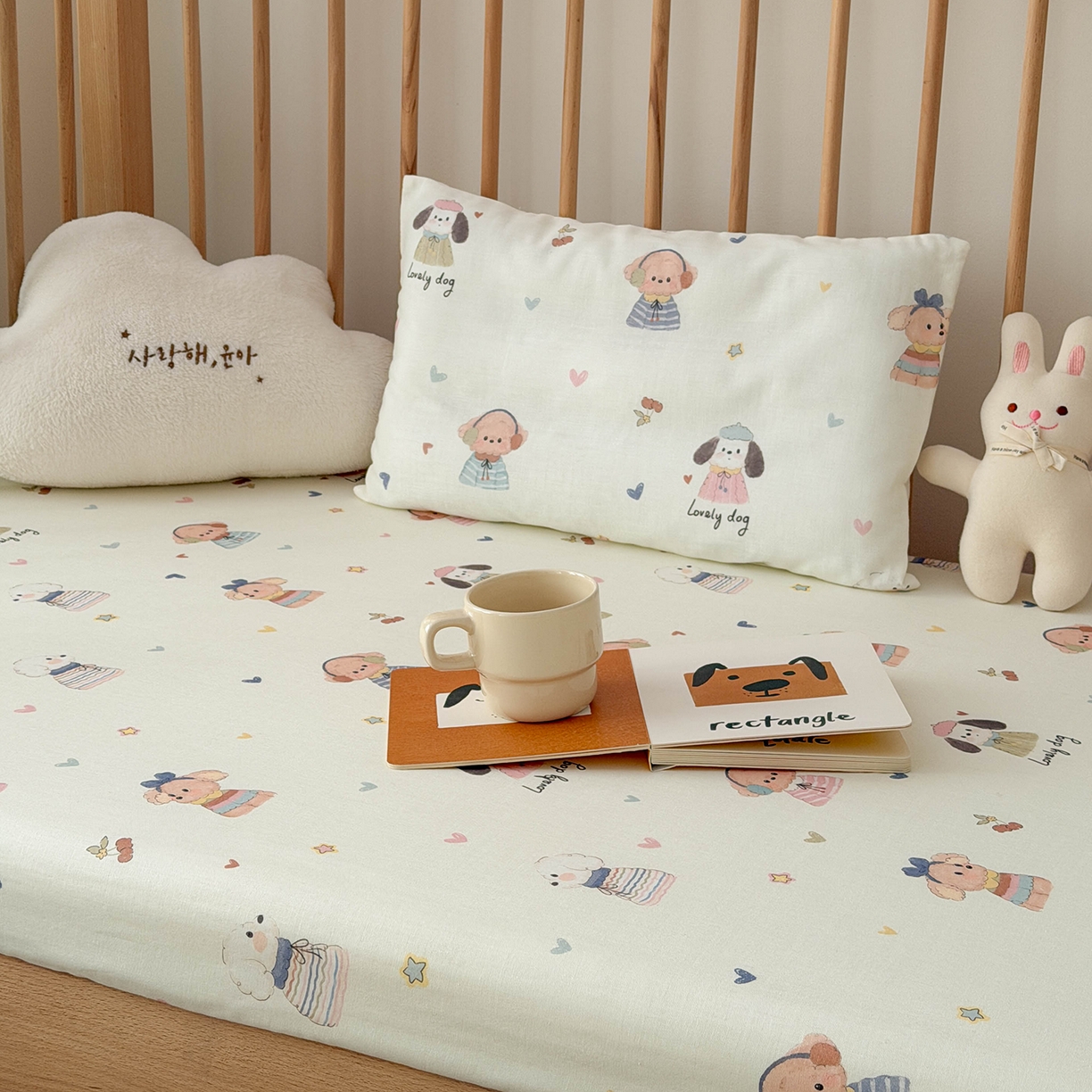 91家纺网 家纺一手货源 找家纺 嗨生活 2026新款儿童婴儿床床笠全棉纯棉双层纱床笠席梦思套拼床床笠套 旺旺趣事