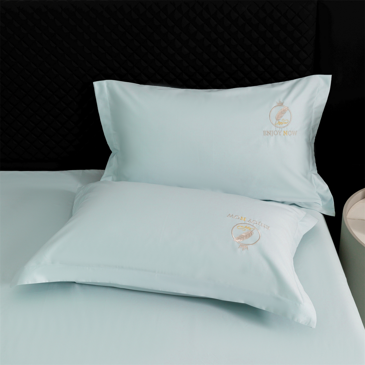 91家纺网 家纺一手货源 找家纺 宝时兰 2026新款100支全棉50x50s长绒棉刺绣绣花纯棉贡缎四件套高档礼盒 清序-湖绿