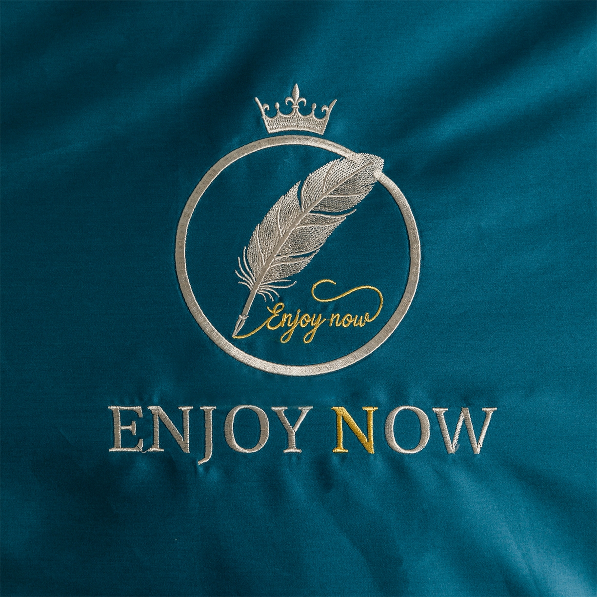 91家纺网 家纺一手货源 找家纺 宝时兰 2026新款100支全棉50x50s长绒棉刺绣绣花纯棉贡缎四件套高档礼盒 清序-孔雀蓝