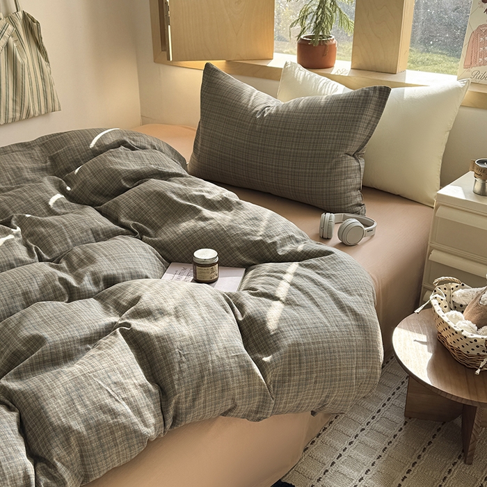 91家纺网 家纺一手货源 找家纺 （总）爱思佳 2026新款全棉双层纱混搭格子系列四件套