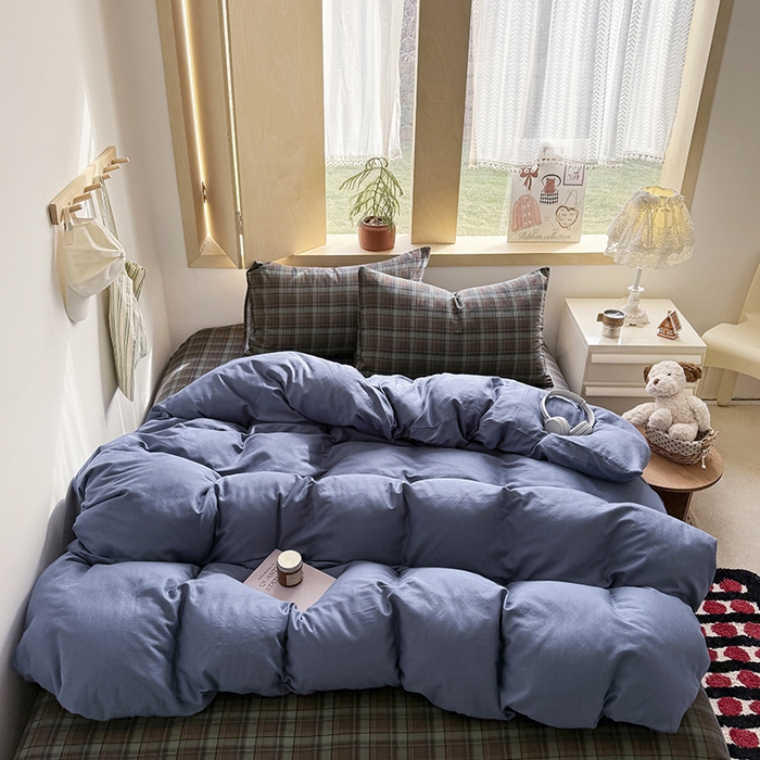 91家纺网 家纺一手货源 找家纺 （总）爱思佳 2026新款全棉双层纱混搭格子系列四件套