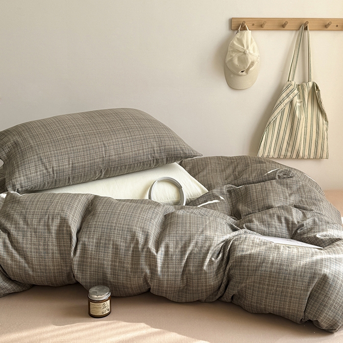 91家纺网 家纺一手货源 找家纺 爱思佳 2026新款全棉双层纱混搭格子系列四件套 樊可