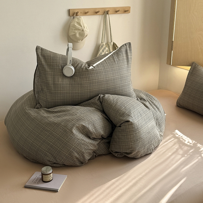 91家纺网 家纺一手货源 找家纺 爱思佳 2026新款全棉双层纱混搭格子系列四件套 樊可