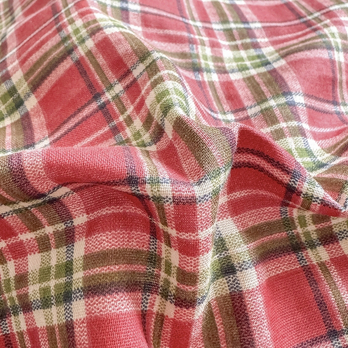 91家纺网 家纺一手货源 找家纺 爱思佳 2026新款全棉双层纱混搭格子系列四件套 赫本红