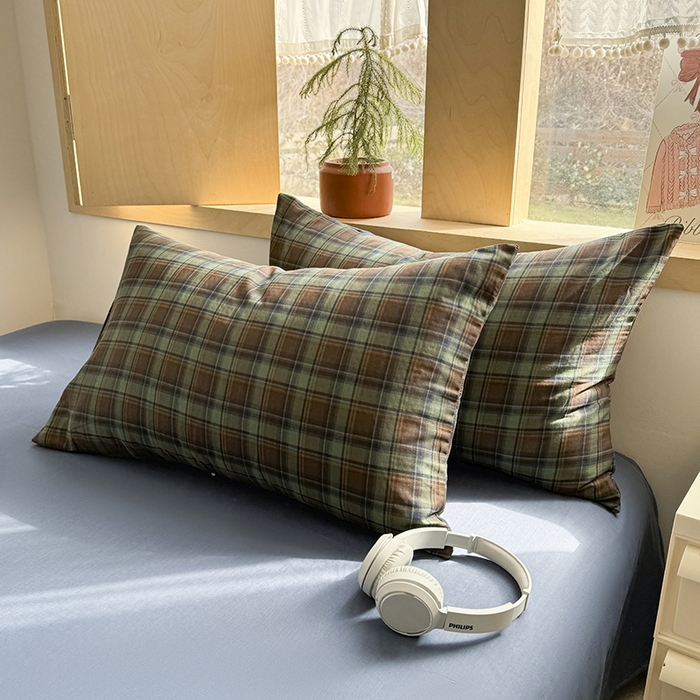 91家纺网 家纺一手货源 找家纺 爱思佳 2026新款全棉双层纱混搭格子系列四件套 慕斯-蓝