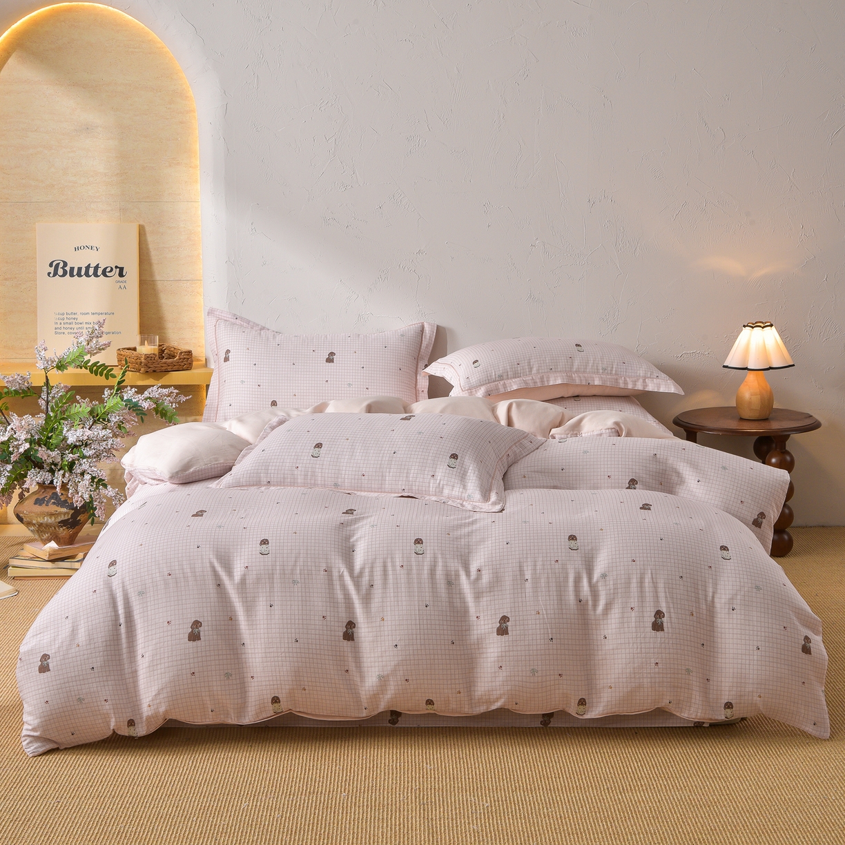 91家纺网 家纺一手货源 找家纺 （总）金昱纺 2026新款全棉纯棉双层纱印花四件套