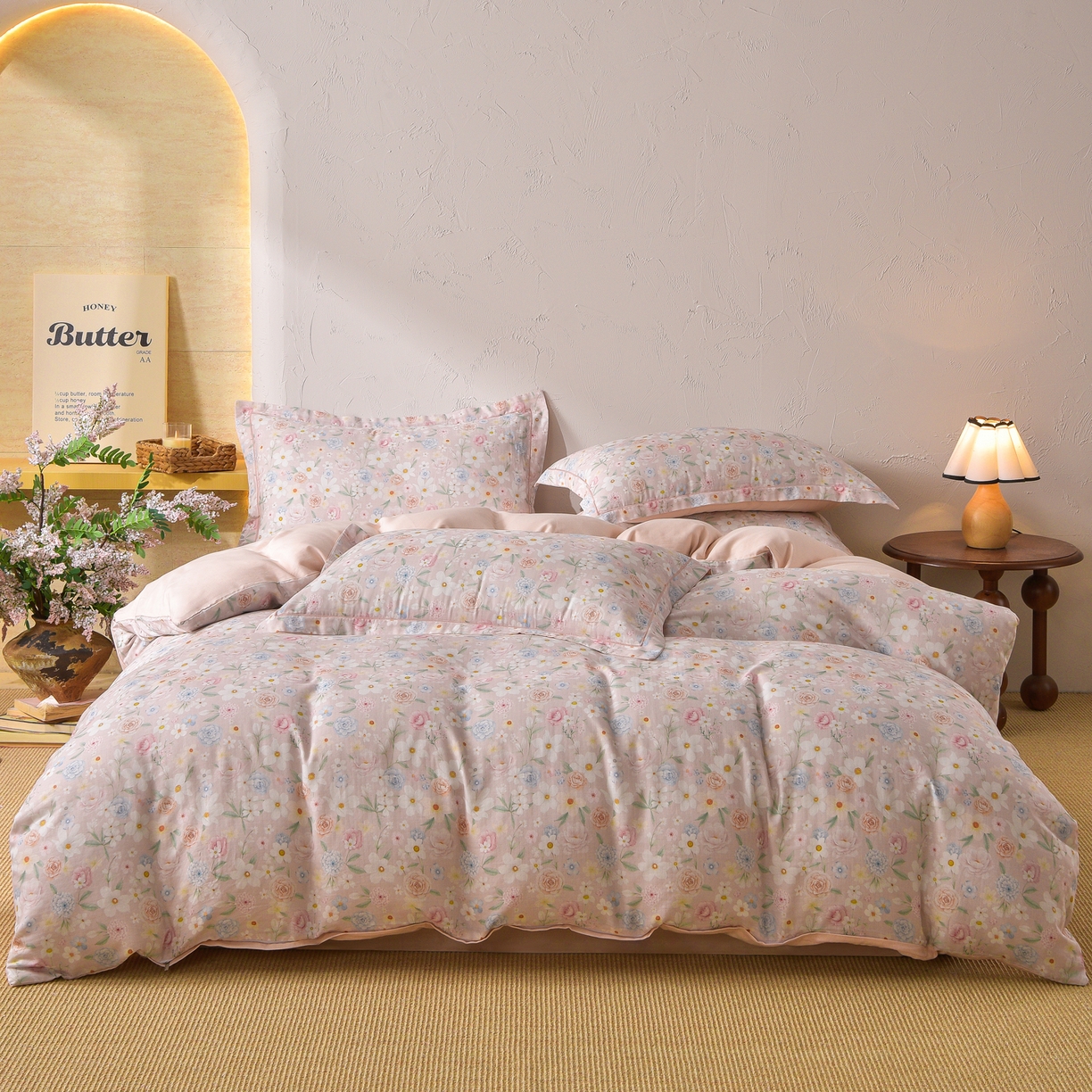 91家纺网 家纺一手货源 找家纺 （总）金昱纺 2026新款全棉纯棉双层纱印花四件套