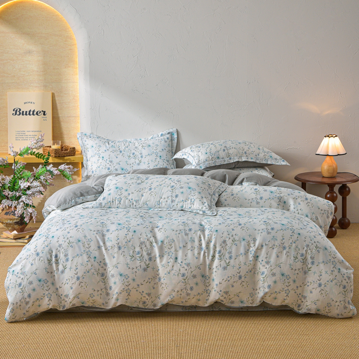 91家纺网 家纺一手货源 找家纺 （总）金昱纺 2026新款全棉纯棉双层纱印花四件套