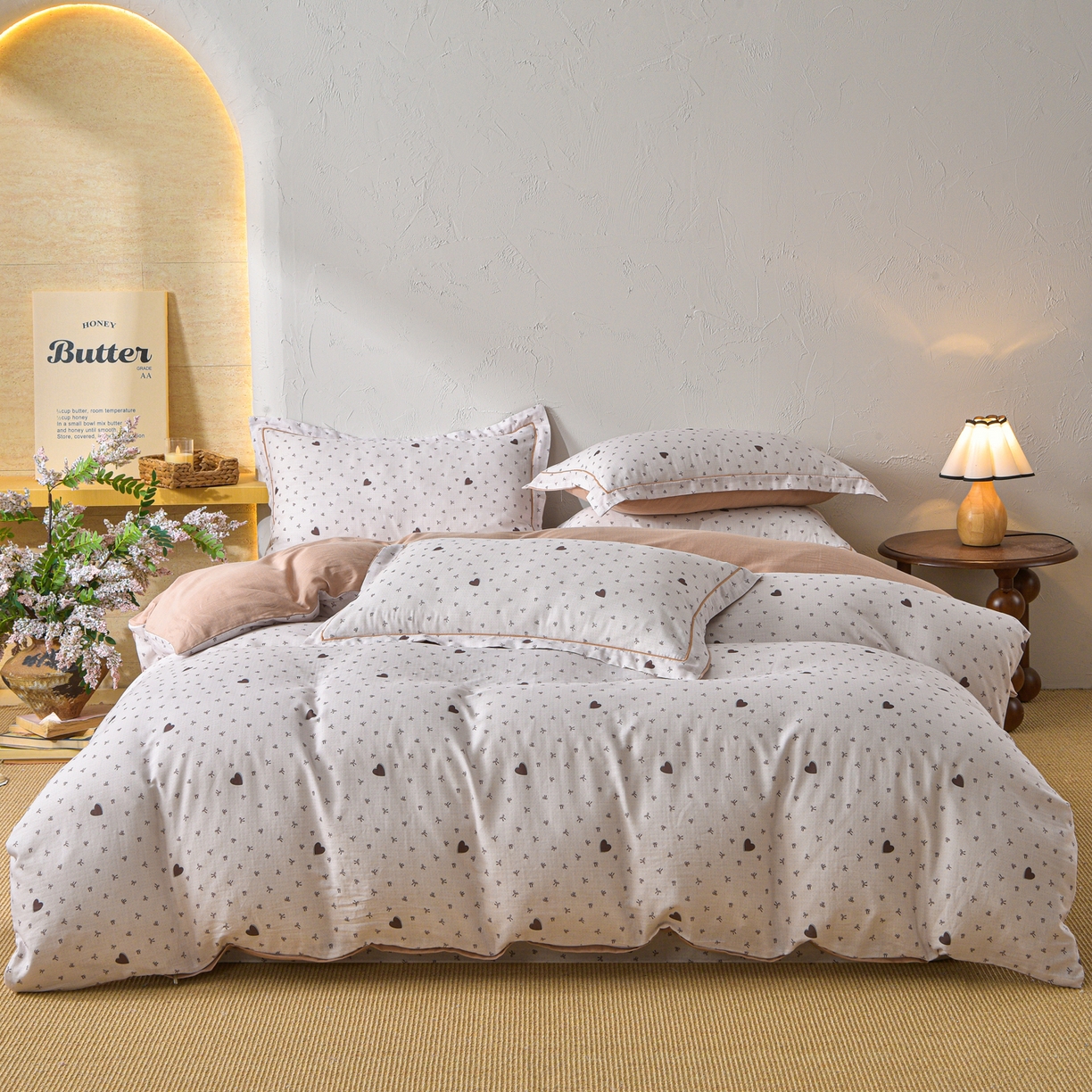 91家纺网 家纺一手货源 找家纺 （总）金昱纺 2026新款全棉纯棉双层纱印花四件套