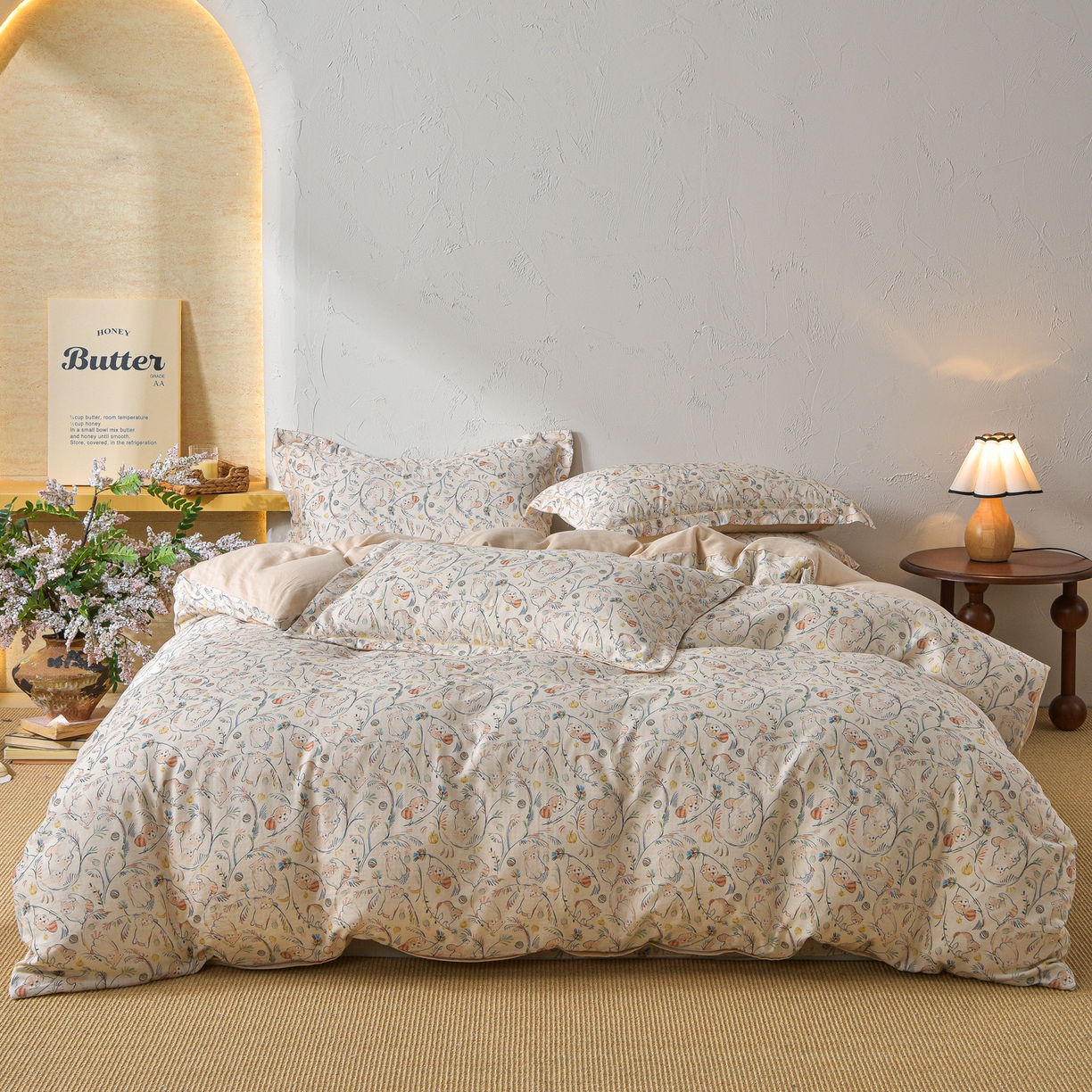 91家纺网 家纺一手货源 找家纺 （总）金昱纺 2026新款全棉纯棉双层纱印花四件套