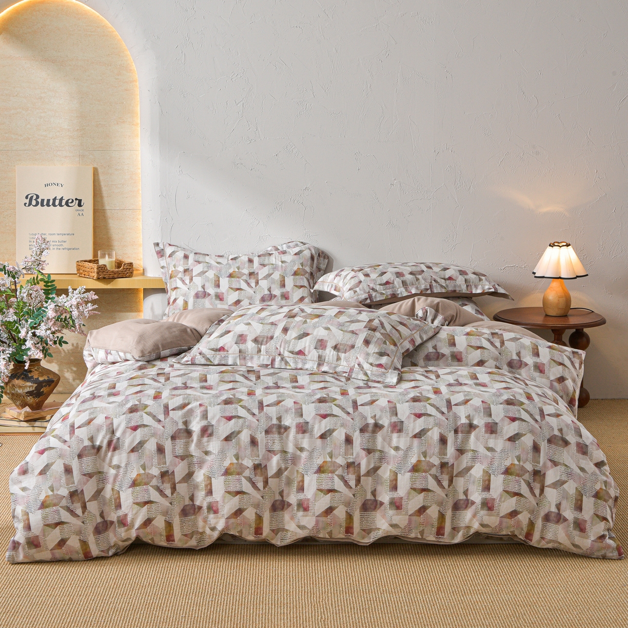 91家纺网 家纺一手货源 找家纺 （总）金昱纺 2026新款全棉纯棉双层纱印花四件套