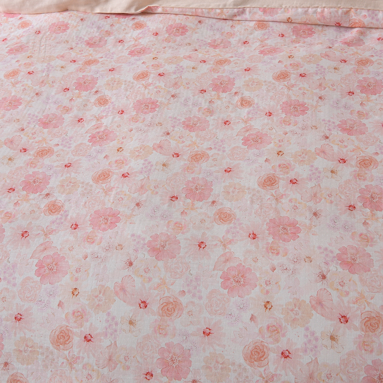 91家纺网 家纺一手货源 找家纺 金昱纺 2026新款全棉纯棉双层纱印花四件套 风谷幽兰-粉