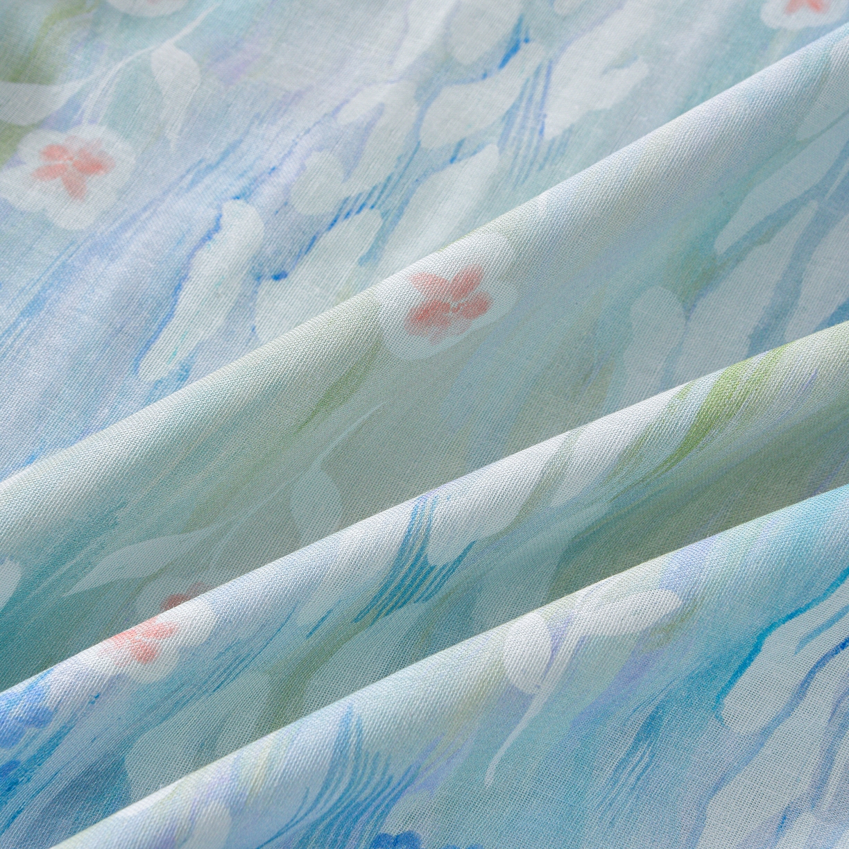 91家纺网 家纺一手货源 找家纺 金昱纺 2026新款全棉纯棉双层纱印花四件套 禾棠映月-兰