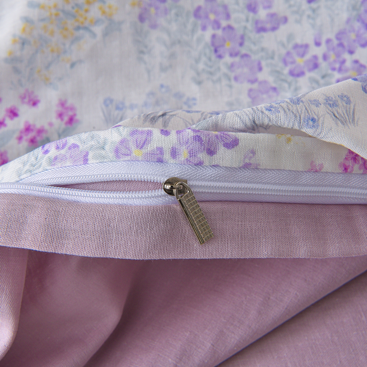 91家纺网 家纺一手货源 找家纺 金昱纺 2026新款全棉纯棉双层纱印花四件套 花纷飞-紫