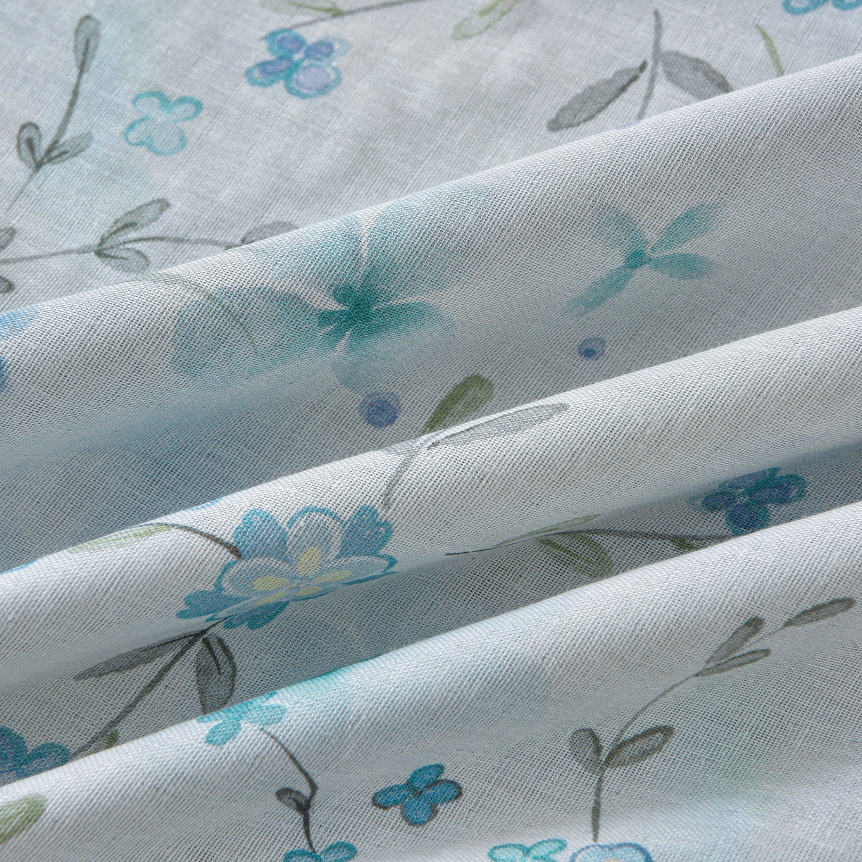 91家纺网 家纺一手货源 找家纺 金昱纺 2026新款全棉纯棉双层纱印花四件套 莲礼枝-兰