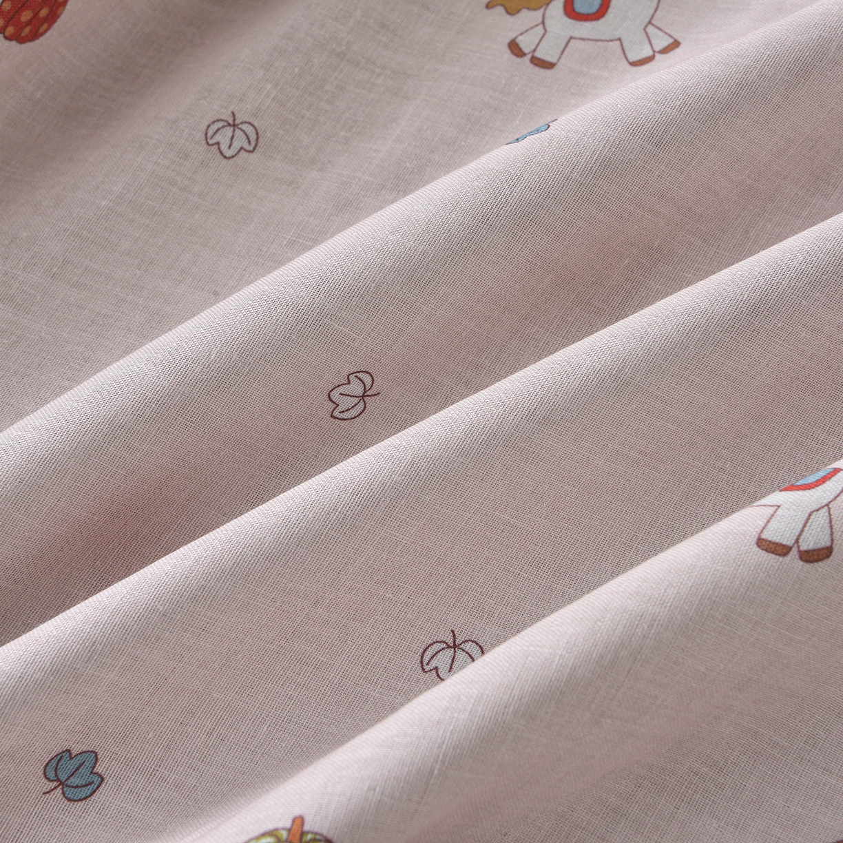 91家纺网 家纺一手货源 找家纺 金昱纺 2026新款全棉纯棉双层纱印花四件套 南瓜马车-咖