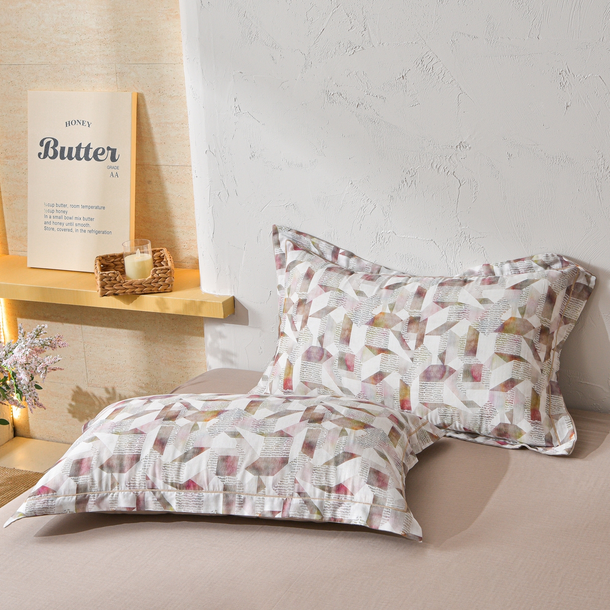 91家纺网 家纺一手货源 找家纺 金昱纺 2026新款全棉纯棉双层纱印花四件套 维亚-咖