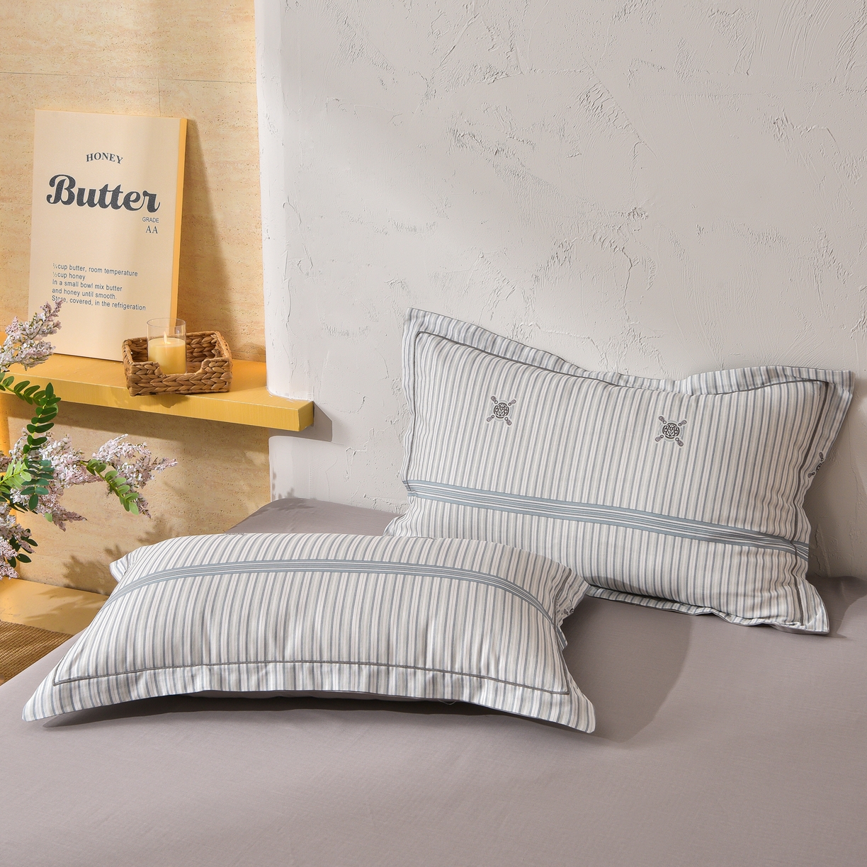 91家纺网 家纺一手货源 找家纺 金昱纺 2026新款全棉纯棉双层纱印花四件套 泽西岛-兰