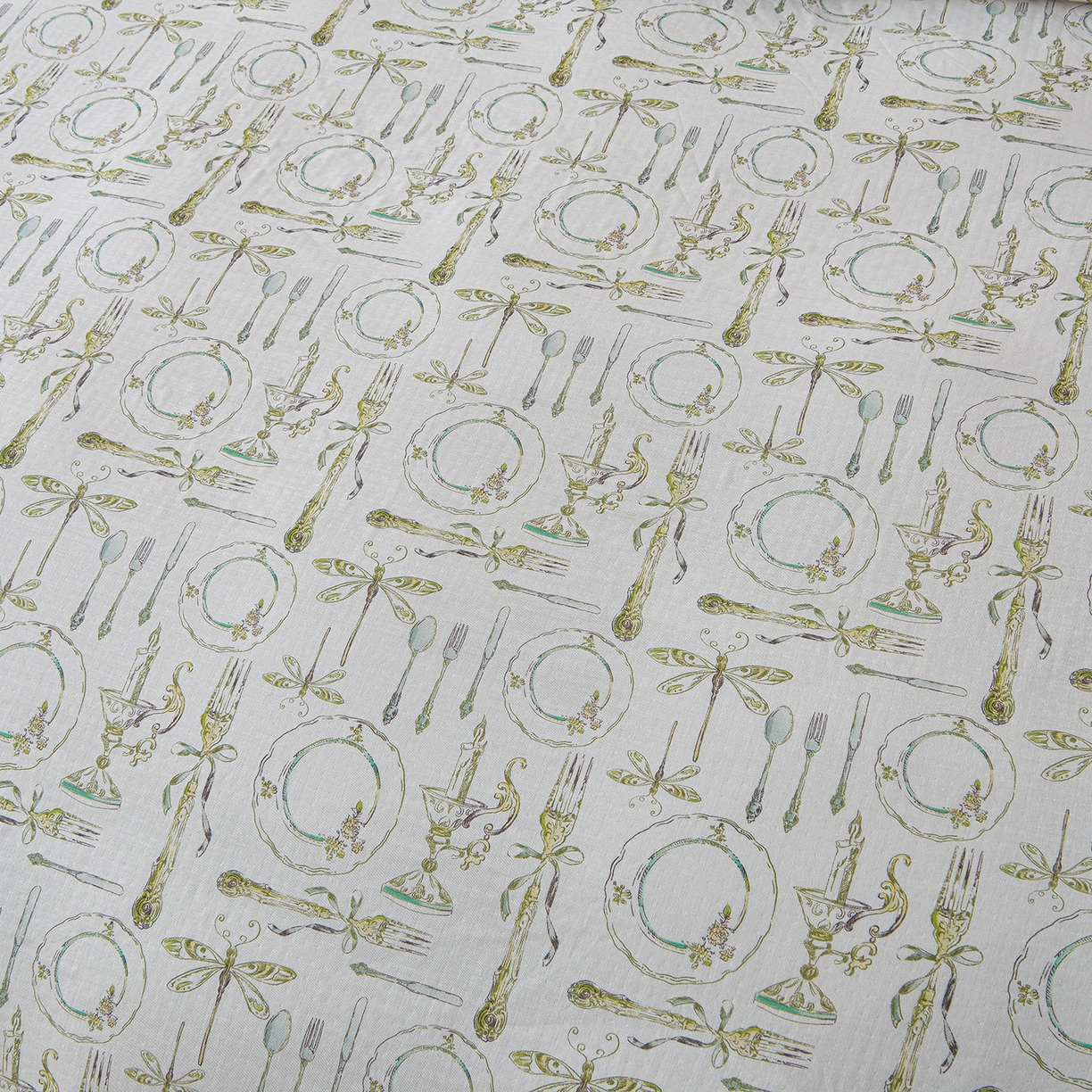 91家纺网 家纺一手货源 找家纺 金昱纺 2026新款全棉纯棉双层纱印花四件套 中世纪-绿