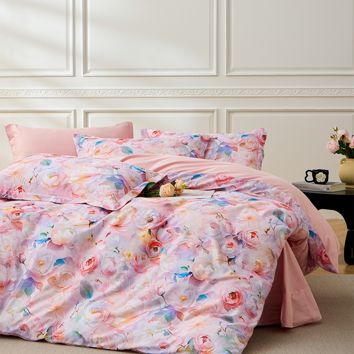 91家纺网 家纺一手货源 找家纺 元元家居（元元被业） 2026新款全棉13372套件及单品【印花款】-三件套 凝珠