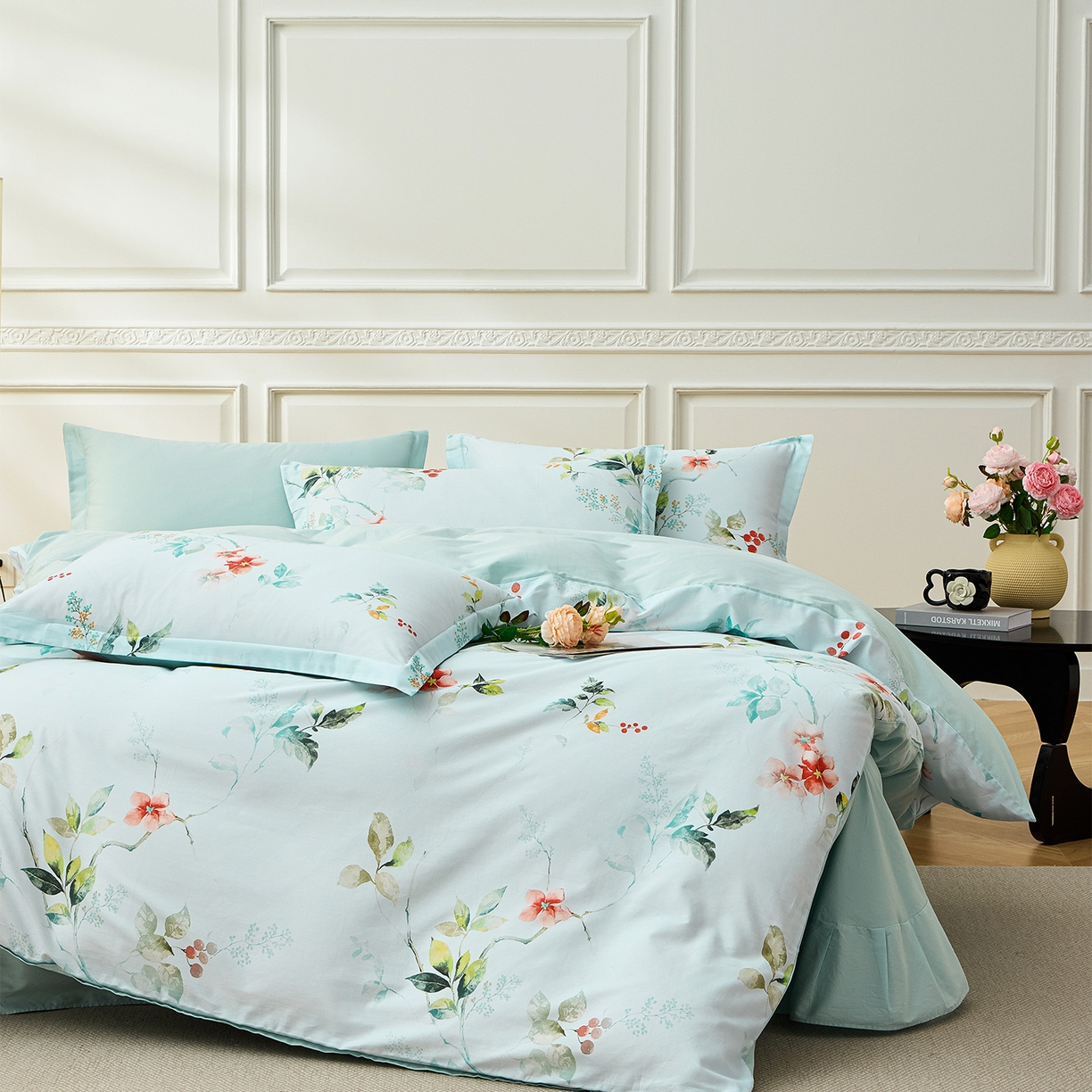 91家纺网 家纺一手货源 找家纺 元元家居（元元被业） 2026新款全棉13372套件及单品【印花款】-三件套 有枝