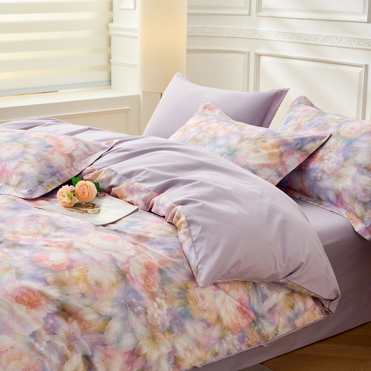 91家纺网 家纺一手货源 找家纺 元元家居（元元被业） 2026新款全棉13372套件及单品【印花款】-三件套 春风