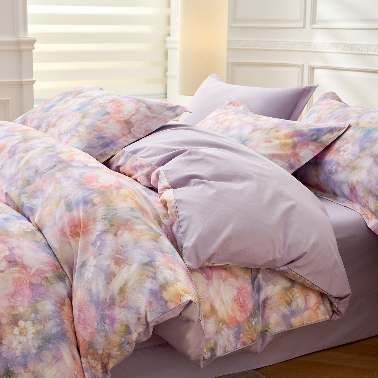 91家纺网 家纺一手货源 找家纺 元元家居（元元被业） 2026新款全棉13372套件及单品【印花款】-三件套 春风