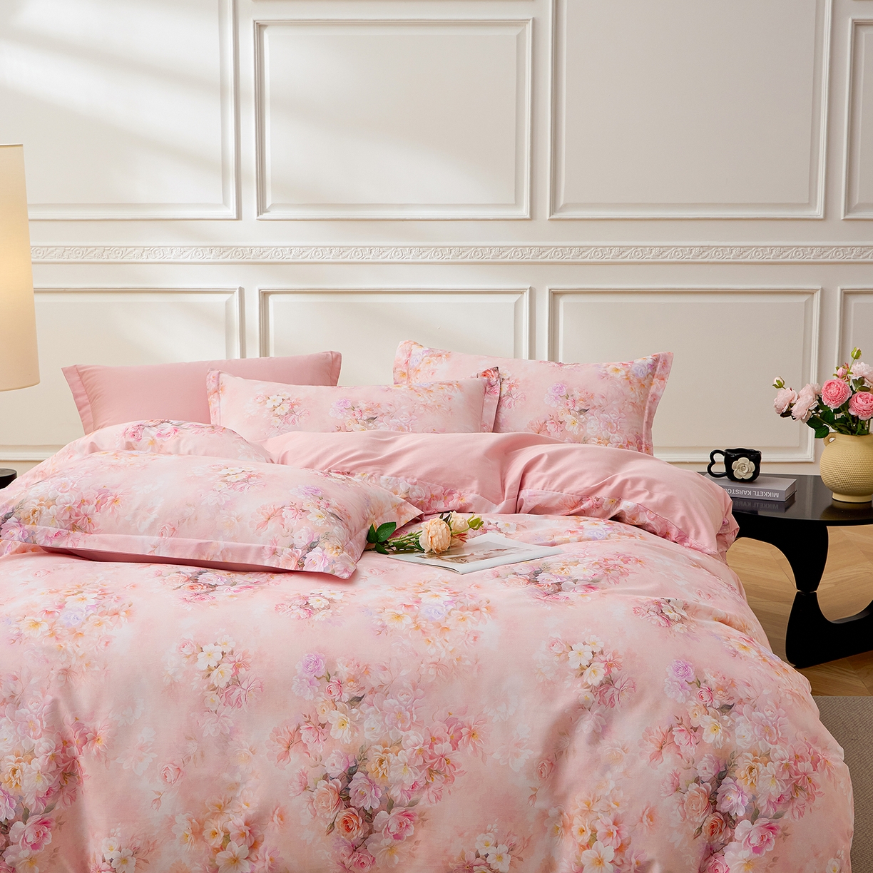 91家纺网 家纺一手货源 找家纺 元元家居（元元被业） 2026新款全棉13372套件及单品【印花款】-三件套 芳菲